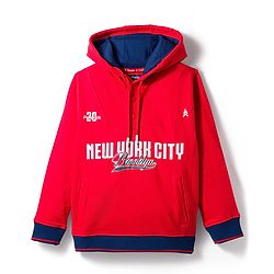 Pine Kids Cotton Knit Full Sleeves Hooded Sweatshirt with Front & Back Text Graphic & Kangaroo Pocket - Red