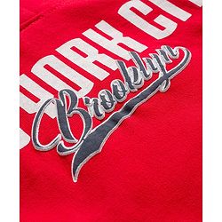 Pine Kids Cotton Knit Full Sleeves Hooded Sweatshirt with Front & Back Text Graphic & Kangaroo Pocket - Red