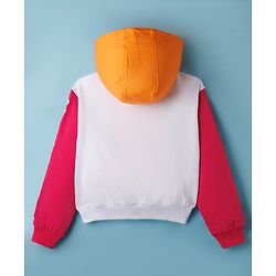 Pine Kids Cotton Knit Full Sleeves Cut & Sew Hooded Sweatshirt with Text Graphic - Multicolor