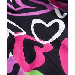 Pine Kids Woven Puff Sleeves Shirt Style Top With Heart Print - Black
