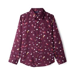 Pine Kids Cotton Woven Full Sleeves Shirt With Floral Print - Wine