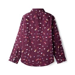 Pine Kids Cotton Woven Full Sleeves Shirt With Floral Print - Wine