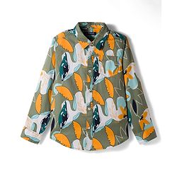Pine Kids Cotton Woven Full Sleeves Printed Shirt - Multicolour