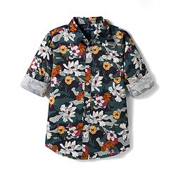 Pine Kids Cotton Woven Full Sleeves Shirt With Floral Print - Multicolour