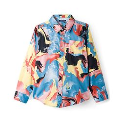 Pine Kids Cotton Woven Full Sleeves Printed Shirt - Light Blue