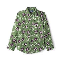 Pine Kids Cotton Woven Full Sleeves Shirt With Floral Print - Green