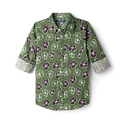 Pine Kids Cotton Woven Full Sleeves Shirt With Floral Print - Green