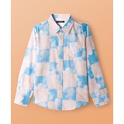 Pine Kids Cotton Woven Full Sleeves Shirts With Clouds Print - Light Pink