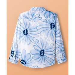 Pine Kids Cotton Woven Full Sleeves Shirt with Floral Print - Blue