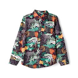 Pine Kids Cotton Woven Full Sleeves Shirt with Jungle Safari Print - Multicolor