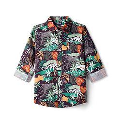 Pine Kids Cotton Woven Full Sleeves Shirt with Jungle Safari Print - Multicolor