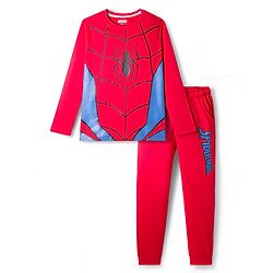 Pine Kids Marvel Single Jersey Knit Full Sleeves Night Suit With Spider Man Print - Red