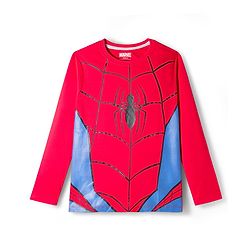Pine Kids Marvel Single Jersey Knit Full Sleeves Night Suit With Spider Man Print - Red