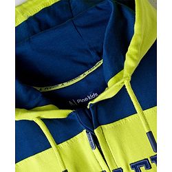 Pine Kids Cotton Knit Full Sleeves Hooded Sweatjacket With Colorado Print - Navy Blue White & Red