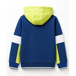 Pine Kids Cotton Knit Full Sleeves Hooded Sweatjacket With Colorado Print - Navy Blue White & Red