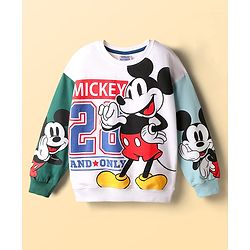 Pine Kids Disney Terry Knit Drop Shoulder Full Sleeves Sweatshirt With Mickey Mouse Graphics - Multicolor