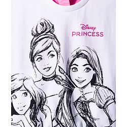 Pine Kids Disney Terry Knit Full Sleeves Collar Overlapped Pullover Sweatshirt with Disney Princess Graphics - White