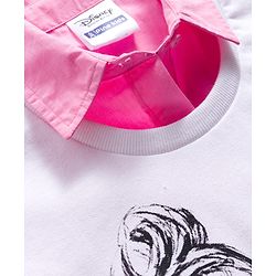 Pine Kids Disney Terry Knit Full Sleeves Collar Overlapped Pullover Sweatshirt with Disney Princess Graphics - White