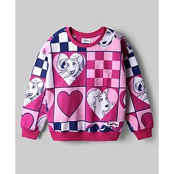 Pine Kids Disney Terry Knit Full Sleeves Sweatshirt With Disney Princess Print - Dark Pink (Design May Vary)