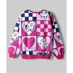 Pine Kids Disney Terry Knit Full Sleeves Sweatshirt With Disney Princess Print - Dark Pink (Design May Vary)
