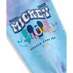 Pine Kids Disney Terry Knit Full Sleeves Tie & Dyed Hooded Sweatshirt With Mickey Mouse Graphics & Foil Print - Multicolour