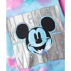 Pine Kids Disney Terry Knit Full Sleeves Tie & Dyed Hooded Sweatshirt With Mickey Mouse Graphics & Foil Print - Multicolour
