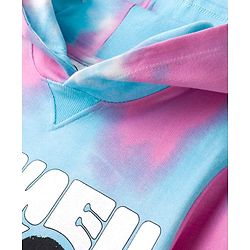 Pine Kids Disney Terry Knit Full Sleeves Tie & Dyed Hooded Sweatshirt With Mickey Mouse Graphics & Foil Print - Multicolour