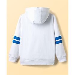 Pine Kids Cotton Knit Full Sleeves Hooded Sweatshirt With Text Print - White