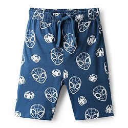 Pine Kids Marvel Single Jersey Knit Half Sleeves Shorts Night Suit with Spider Man Graphics - Navy Blue