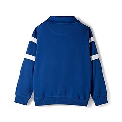 Pine Kids Cotton Knit Full Sleeves Cut & Sew Sweatshirt with Text Graphic & Kangaroo Pocket - Blue