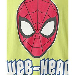 Pine Kids Marvel 100% Cotton Half Sleeves Shorts Night Suit With Spider Man Graphics - Lime Green