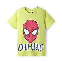 Pine Kids Marvel 100% Cotton Half Sleeves Shorts Night Suit With Spider Man Graphics - Lime Green
