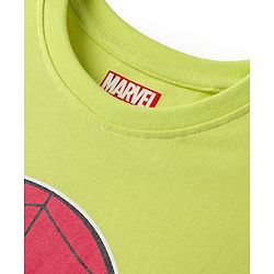 Pine Kids Marvel 100% Cotton Half Sleeves Shorts Night Suit With Spider Man Graphics - Lime Green