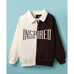 Pine Kids Cotton Knit Full Sleeves Cut & Sew Sweatshirt with Text Graphic - Multicolor