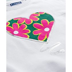 Pine Kids Cotton Kit Full Sleeves Sweatshirt with Floral Print & Sequin Detailing - White