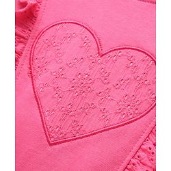 Pine Kids Cotton Knit Full Sleeves Sweatshirt with Heart Embroidery & Frill Detailing - Pink