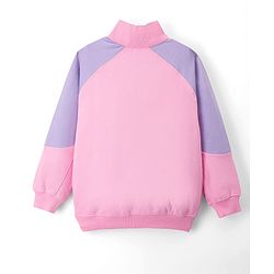 Pine Kids Cotton Knit Full Raglan Sleeves Sweatshirt With Floral Embroidery - Pink