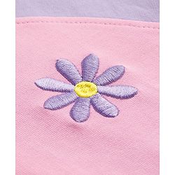 Pine Kids Cotton Knit Full Raglan Sleeves Sweatshirt With Floral Embroidery - Pink