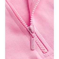 Pine Kids Cotton Knit Full Raglan Sleeves Sweatshirt With Floral Embroidery - Pink