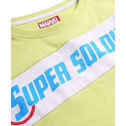 Pine Kids Marvel Single Jersey Knit Half Sleeves Cut & Sew T-Shirt With Captain America Graphics - Green