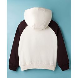Pine Kids Cotton Knit Full Raglan Sleeves Hooded SweatJacket with Kangaroo Pocket & Foil Print - Multicolor