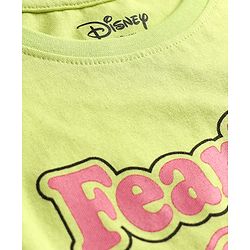 Pine Kids Disney 100% Cotton Oversized Drop Shoulder Half Sleeve Short Night Suit With Disney Princess Graphics - Light Green & Pink
