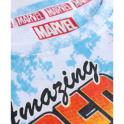 Pine Kids Marvel Single Jersey Knit Drop Shoulder Half Sleeves T-Shirt & Shorts Set with Spider Man Graphic - Blue
