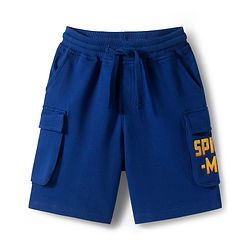 Pine Kids Marvel Single Jersey Knit Drop Shoulder Half Sleeves T-Shirt & Shorts Set with Spider Man Graphic - Blue