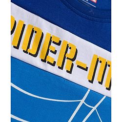 Pine Kids Marvel Single Jersey Knit Half Sleeves Cut & Sew T-Shirt with Spiderman Graphics - Blue