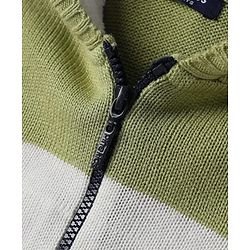 Pine Kids Knit Full Sleeves Hooded Front Open Sweater with Color Block - Multicolor