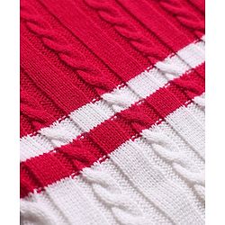 Pine Kids Knit Full Sleeves Front Open Hooded Sweater with Cable Knit Design - Red