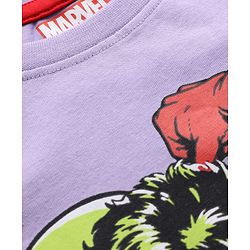 Pine Kids Marvel Single Jersey Knit Half Sleeves Overlapped T-Shirt with Avengers Graphics & Pocket Detailing - Lavender