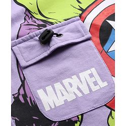 Pine Kids Marvel Single Jersey Knit Half Sleeves Overlapped T-Shirt with Avengers Graphics & Pocket Detailing - Lavender