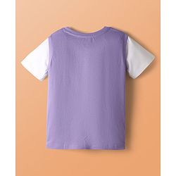 Pine Kids Marvel Single Jersey Knit Half Sleeves Overlapped T-Shirt with Avengers Graphics & Pocket Detailing - Lavender